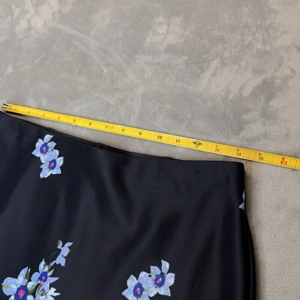 NYCC Women's Sz S Floral Pencil Straight Skirt Black Pink Stretchy Preppy Garden